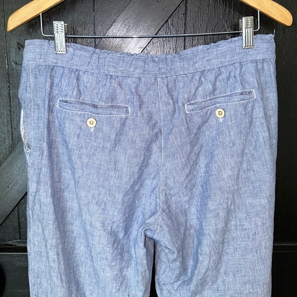 Tommy Bahama Blue 100% Linen Chambray Coconut Shell Button Breathable Pants S/P - Picture 10 of 14